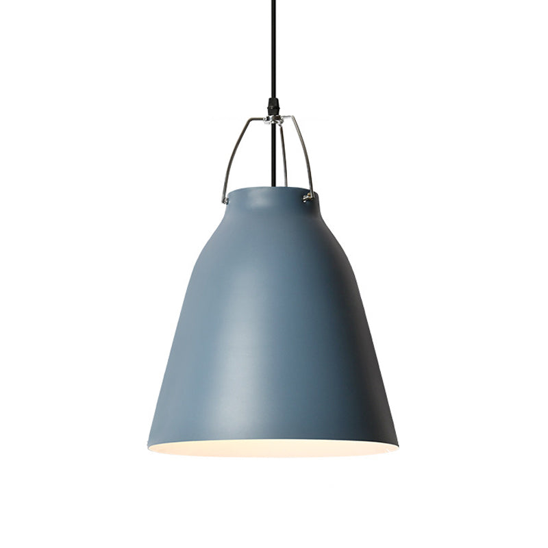 1-Birne Restaurant Deckenhängelampe Macaron Schwarz/Rosa/Blau Pendelleuchte mit Glocke Aluminium-Schirm