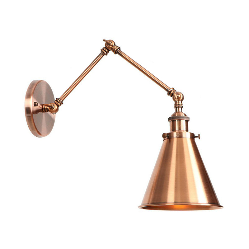 6"/8" L 2-Gelenk Schwenkarm Eisen Wandlampe Industrie 1 Glühbirne Studio Arbeits-Wandleuchte mit Kegel-Schirm in Bronze/Kupfer