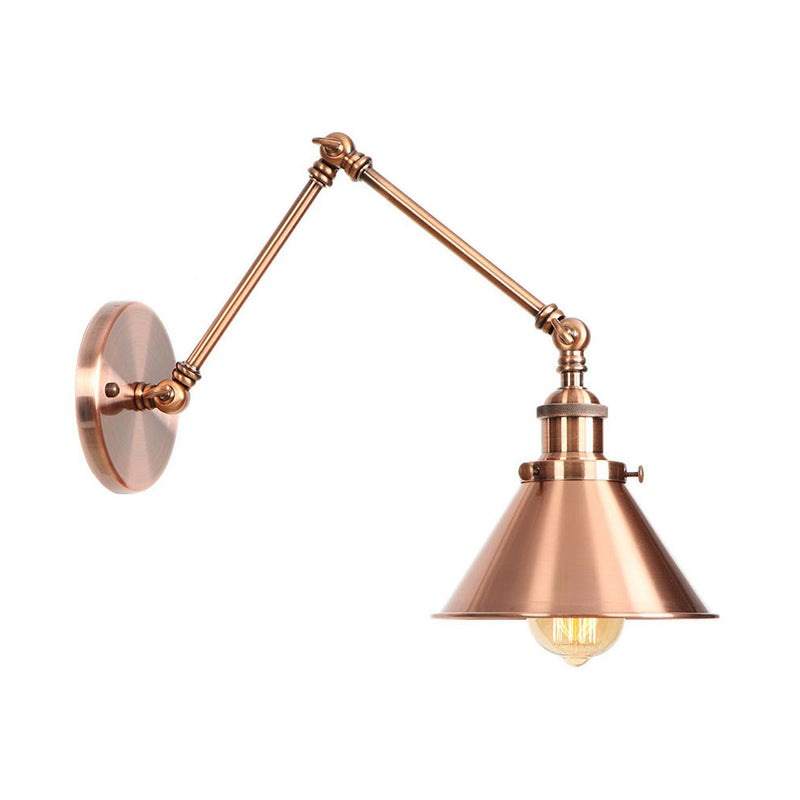 6"/8" L 2-Gelenk Schwenkarm Eisen Wandlampe Industrie 1 Glühbirne Studio Arbeits-Wandleuchte mit Kegel-Schirm in Bronze/Kupfer