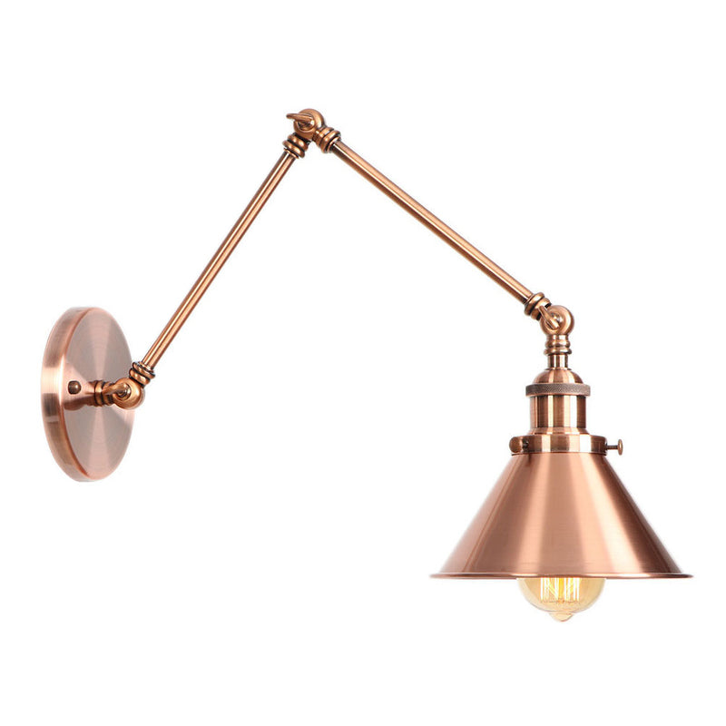 6"/8" L 2-Gelenk Schwenkarm Eisen Wandlampe Industrie 1 Glühbirne Studio Arbeits-Wandleuchte mit Kegel-Schirm in Bronze/Kupfer