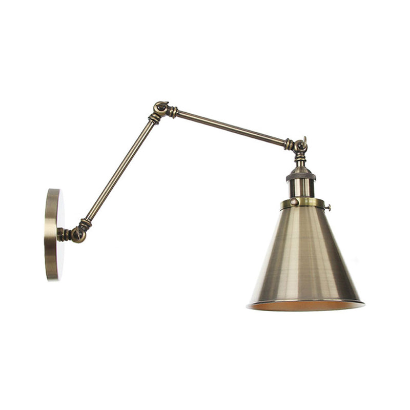 6"/8" L 2-Gelenk Schwenkarm Eisen Wandlampe Industrie 1 Glühbirne Studio Arbeits-Wandleuchte mit Kegel-Schirm in Bronze/Kupfer