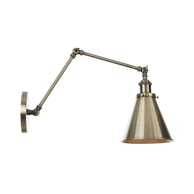 6"/8" L 2-Gelenk Schwenkarm Eisen Wandlampe Industrie 1 Glühbirne Studio Arbeits-Wandleuchte mit Kegel-Schirm in Bronze/Kupfer
