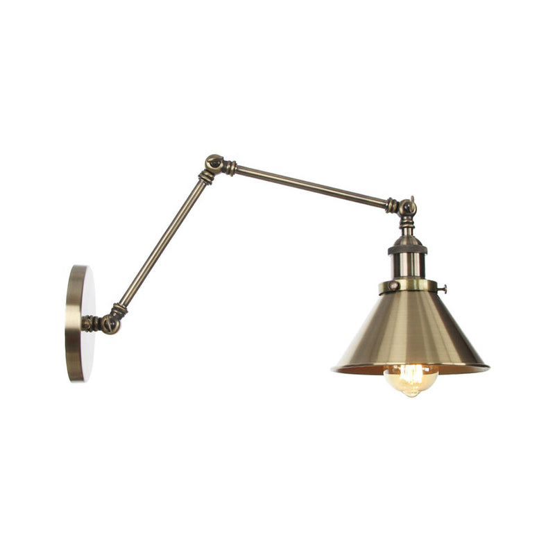 6"/8" L 2-Gelenk Schwenkarm Eisen Wandlampe Industrie 1 Glühbirne Studio Arbeits-Wandleuchte mit Kegel-Schirm in Bronze/Kupfer