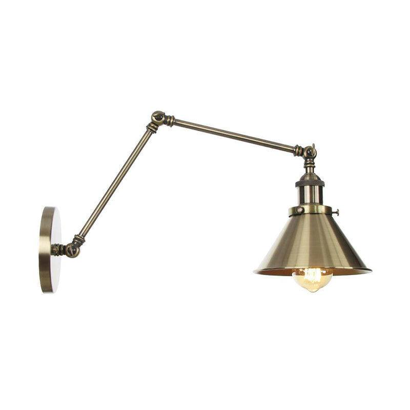 6"/8" L 2-Gelenk Schwenkarm Eisen Wandlampe Industrie 1 Glühbirne Studio Arbeits-Wandleuchte mit Kegel-Schirm in Bronze/Kupfer