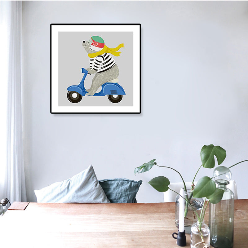 Weiche Cartoon-Leinwand Illustration Tier beim Workout Wandkunst Druck für das Kinderzimmer