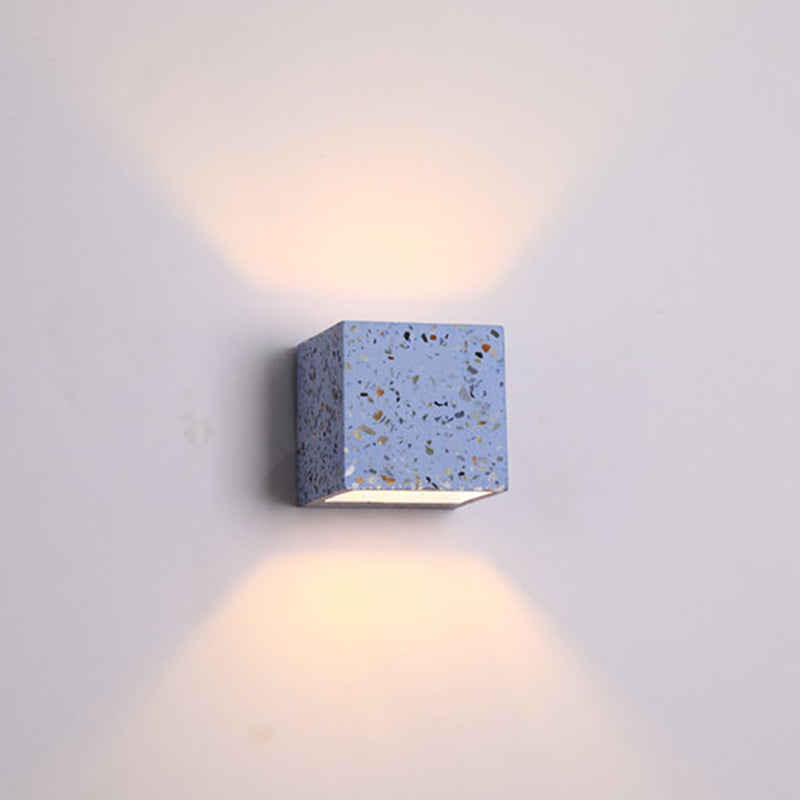 Sandsberg | Nordic Style Cubic Up Down Wandlamp Terrazzo 1 Lamp Hotel Wandmontage Licht in Rood/Wit/Blauw