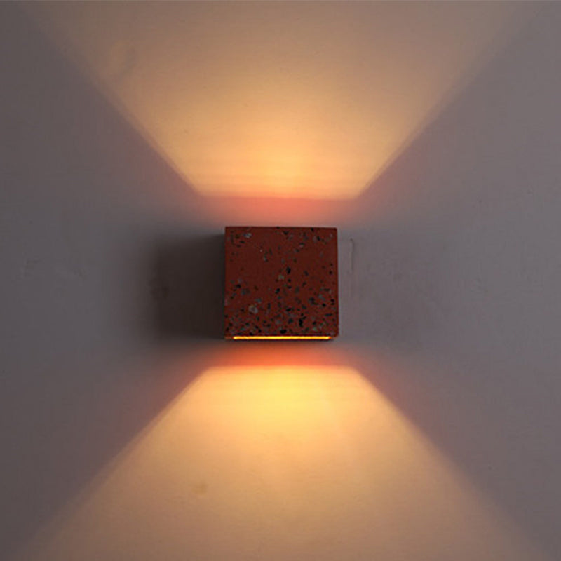 Sandsberg | Nordic Style Cubic Up Down Wandlamp Terrazzo 1 Lamp Hotel Wandmontage Licht in Rood/Wit/Blauw