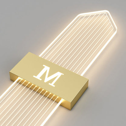 Moderne Luxus Eisen Acrylic Elliptische Streifen Spitz LED Wandleuchte für das Wohnzimmer
