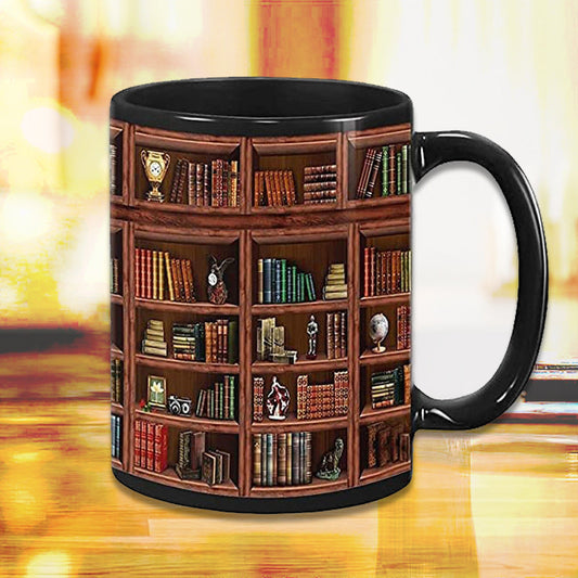 Bookself Keramik-Kaffeetasse – Geschenk für Katzenbuchliebhaber