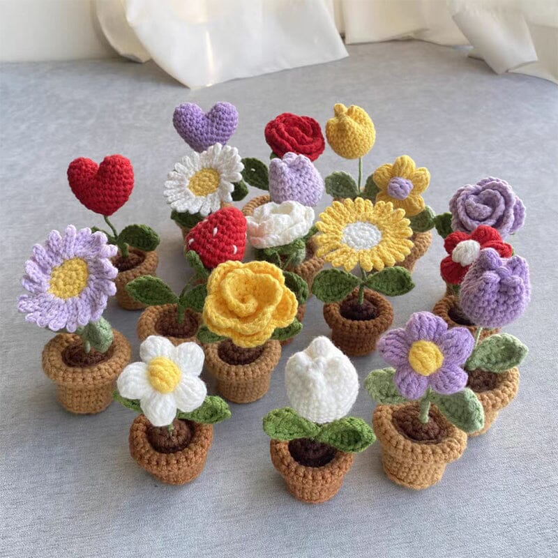 Handgemachte gestrickte Blumen