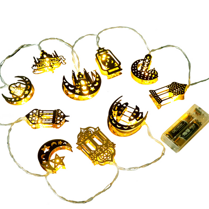 Sandsberg | Bunte LED Lichterkette – Dekorative Lichter mit Mond- und Laternenmotiven für Wohnung und Garten