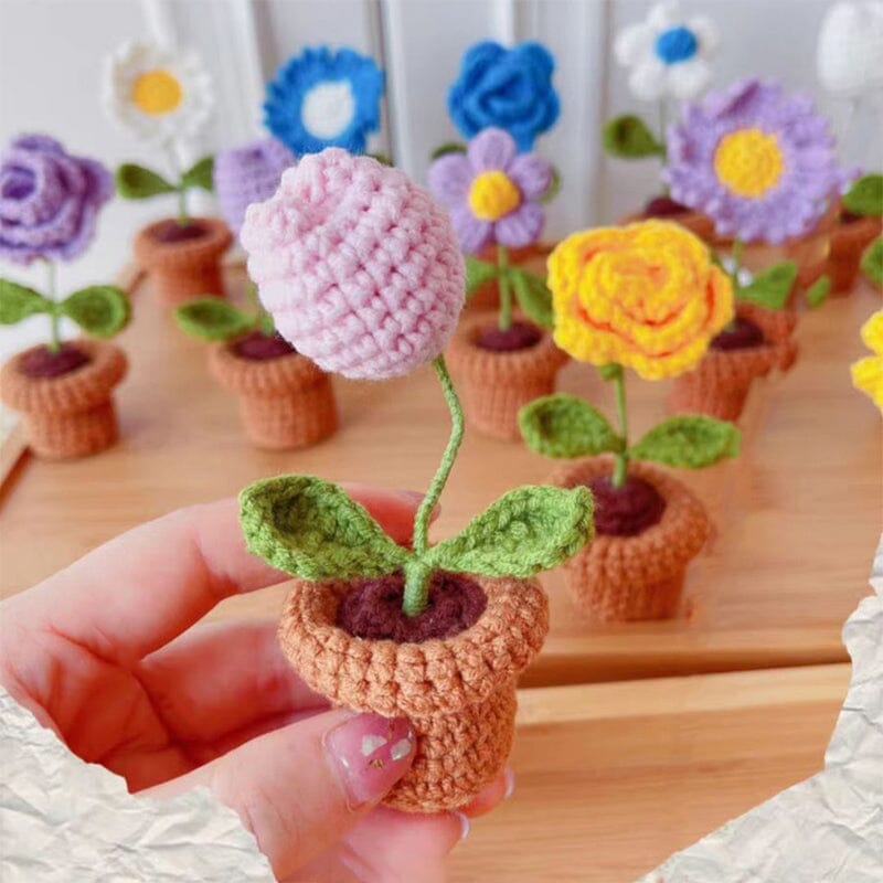 Handgemachte gestrickte Blumen