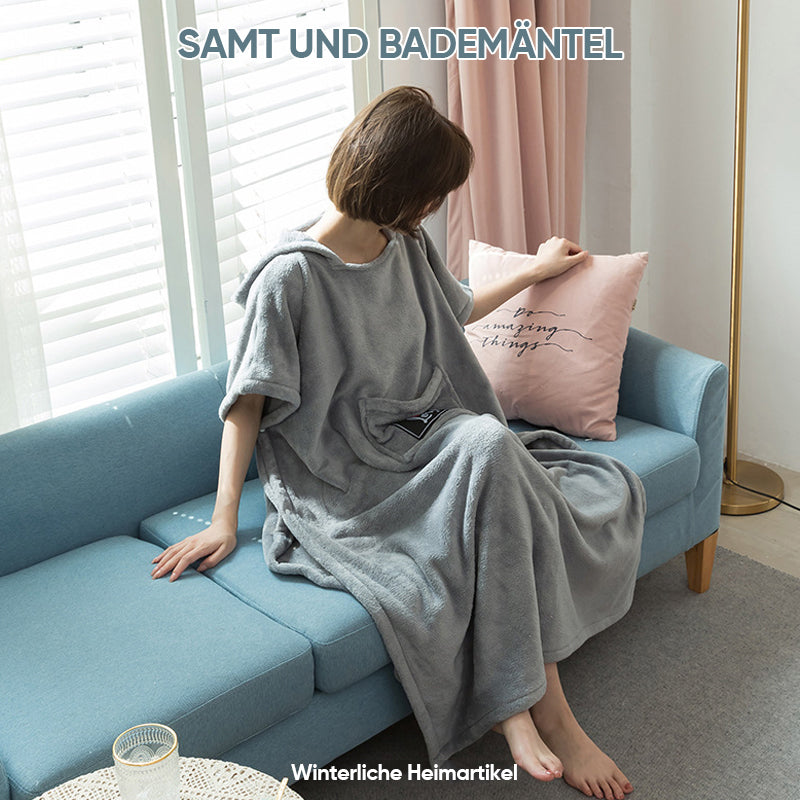 Mädchenhafter Pullover-Bademantel aus weichem Baumwollfleece