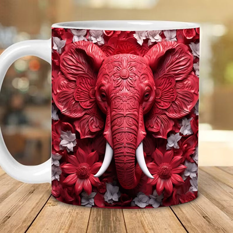 3D Elefanten Blumen Becher