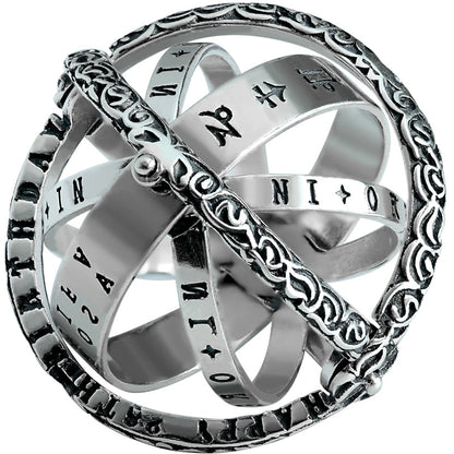 Sandsberg | Cooler Retro Faltbarer Silberring mit Universumskugel, Aus 925 Silber, Kreatives Geschenk für Männer und Frauen