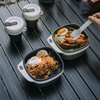 Sandsberg | Tragbares Silikon-All-in-One Campingtischgeschirr-Set