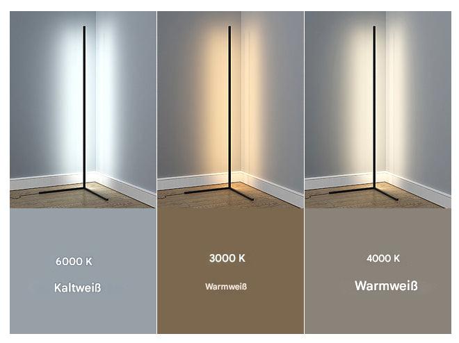 Sandsberg | Moderne Eck-LED-Stehlampe – Platzsparendes minimalistisches Design mit sanfter Ambientebeleuchtung