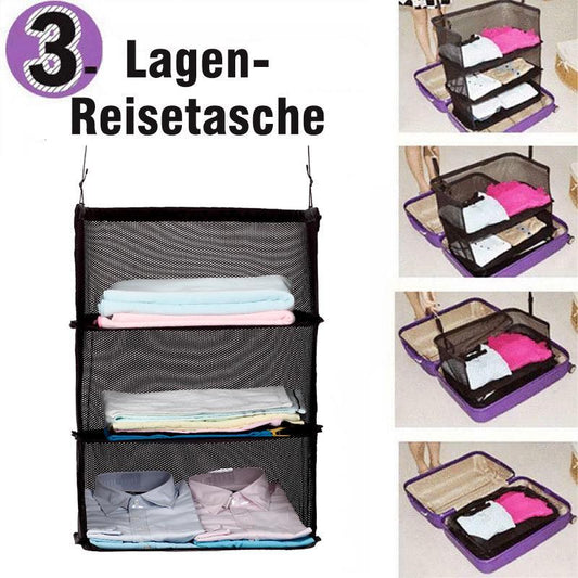 3-Lagen Faltbarer Regalbeutel Multifunktionale dicke Haken Reise-Kleiderschrank-Beutel-Lagerregale