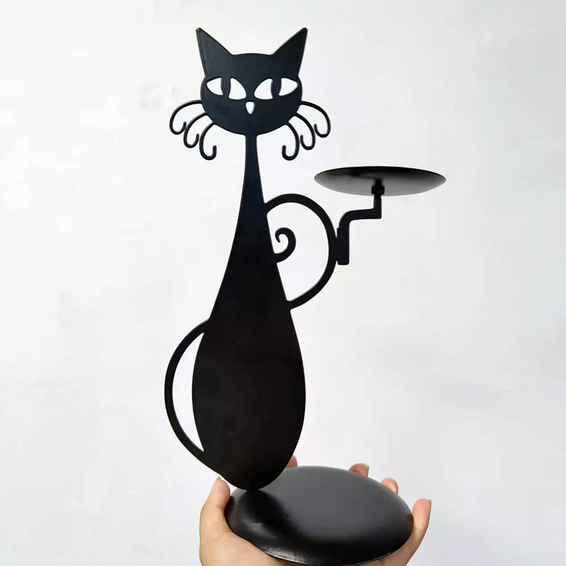 Schwarzer Katzenkerzenhalter