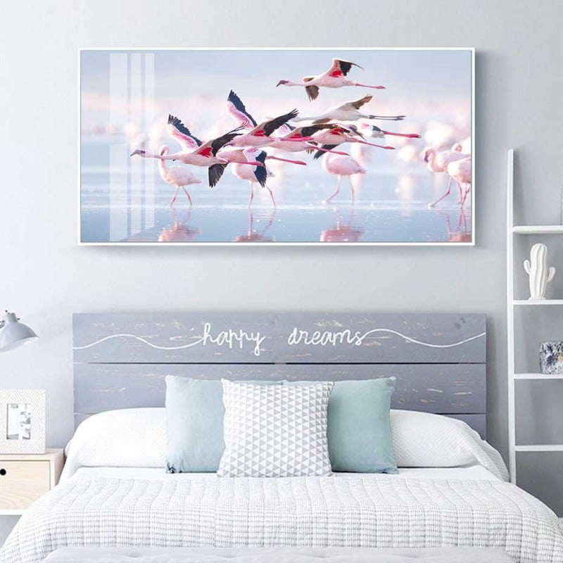 Schöner Flamingo im See - Leinwand Wandkunst Gemälde