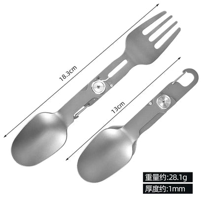 Sandsberg | Titan Camping Besteckset - Faltbarer Löffel, Gabel, Essstäbchen & Schüssel für Reisen