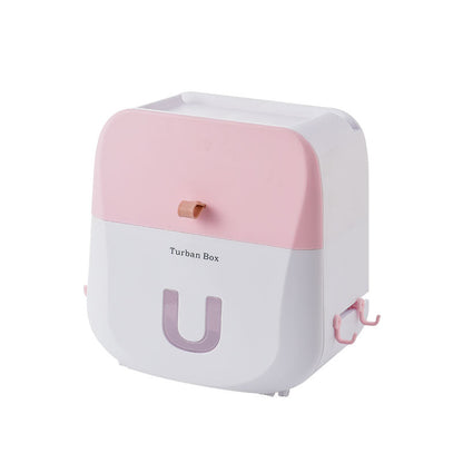 Sandsberg | Wasserdichte & lochfreie Toilettenpapier-Aufbewahrungsbox & Regal mit Doppel-Layer-Design, starker Tragfähigkeit, Ein-Klick-Öffnung und Haken