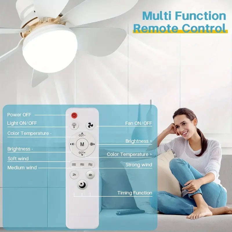 Sandsberg | 2-in-1 LED Deckenventilator Licht mit Fernbedienung, E27/B22 Sockel