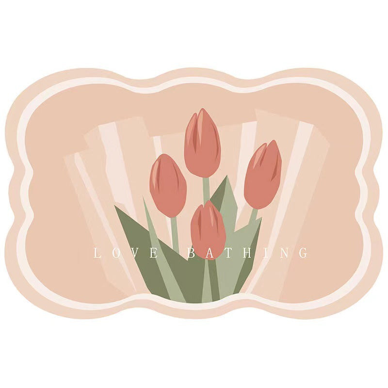 Sandsberg | Super absorbierende Blumen-rutschfeste Matte für das Badezimmer