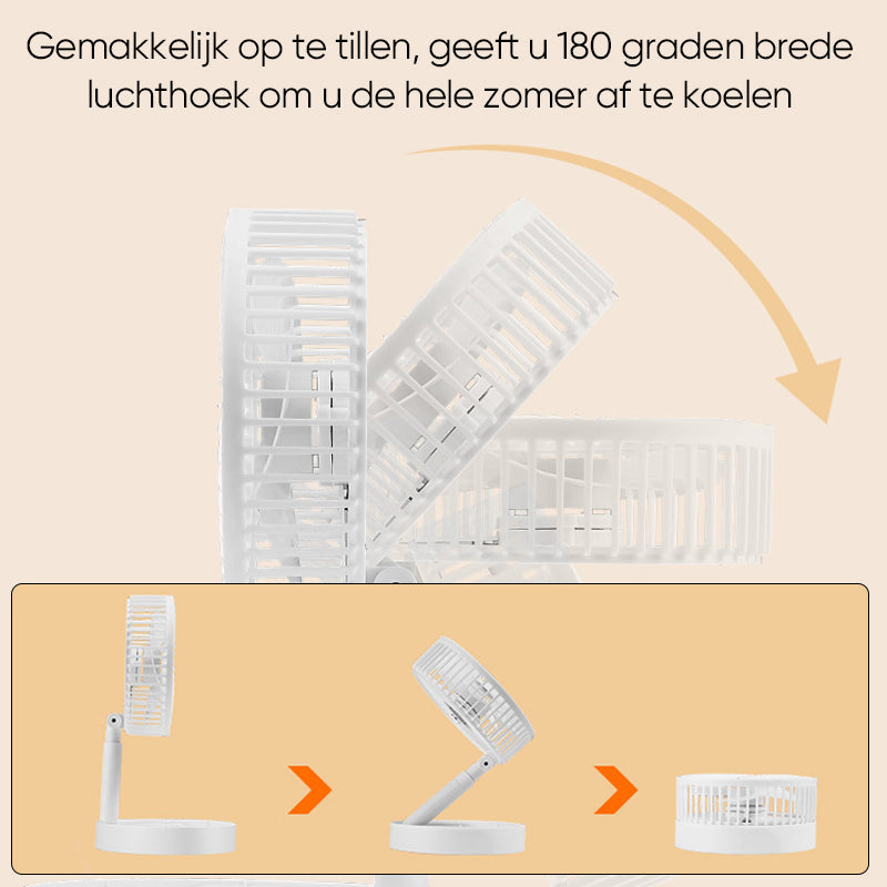 Wiederaufladbarer Faltbarer Teleskop-Tischventilator - Tragbar und Leise für Jede Sommeraktivität