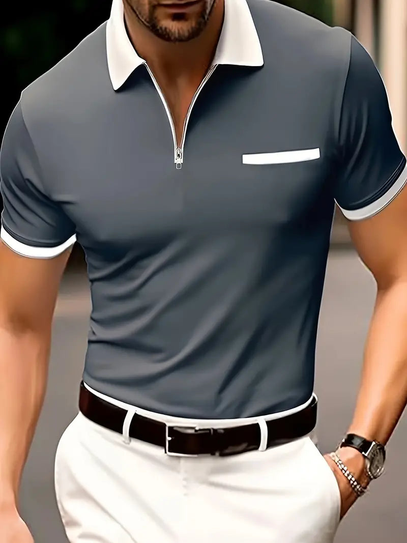 – atmungsaktives herren-golfshirt mit v-ausschnitt