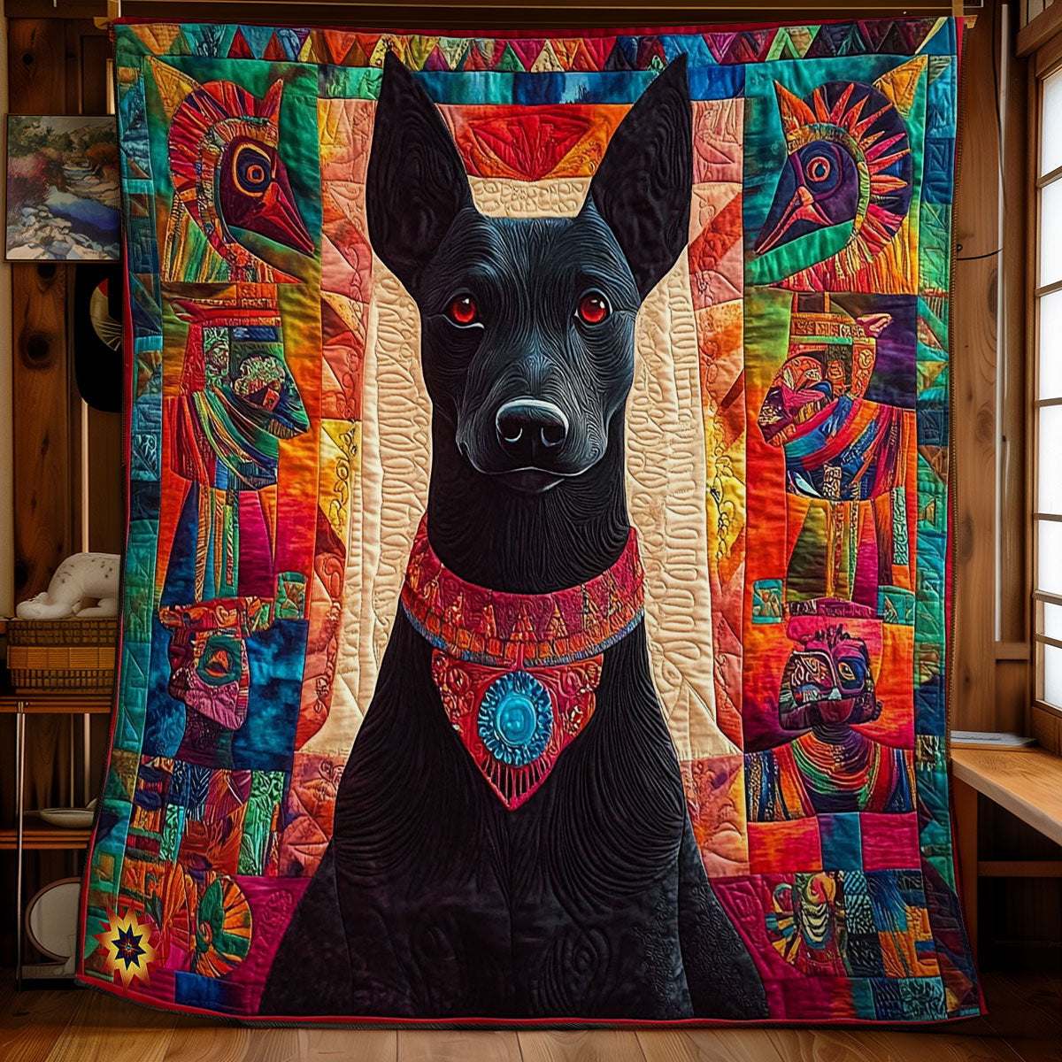 Schwarzer Hund Quilt