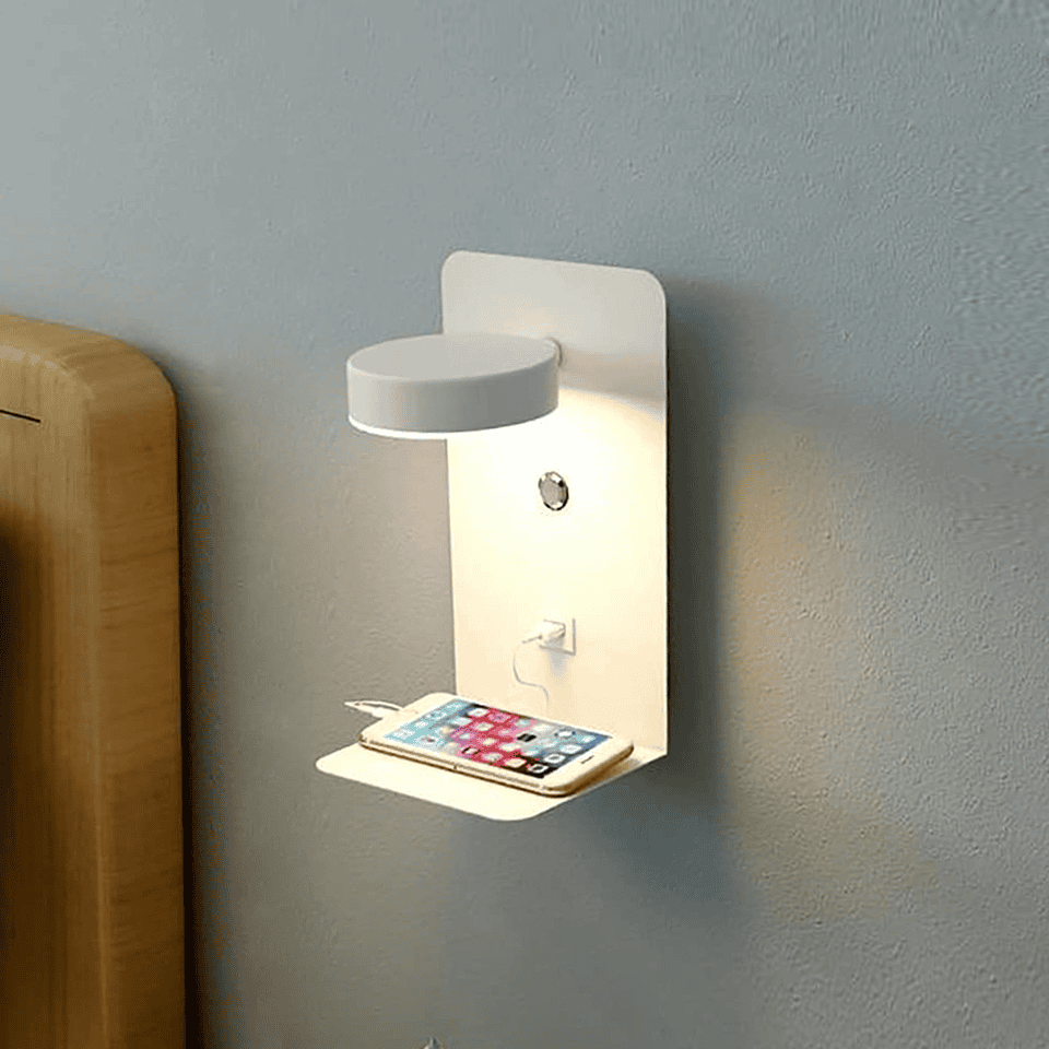 Sandsberg | LED Wandleuchte multifunktional dimmbar mit USB-Ladegerät für das Schlafzimmer