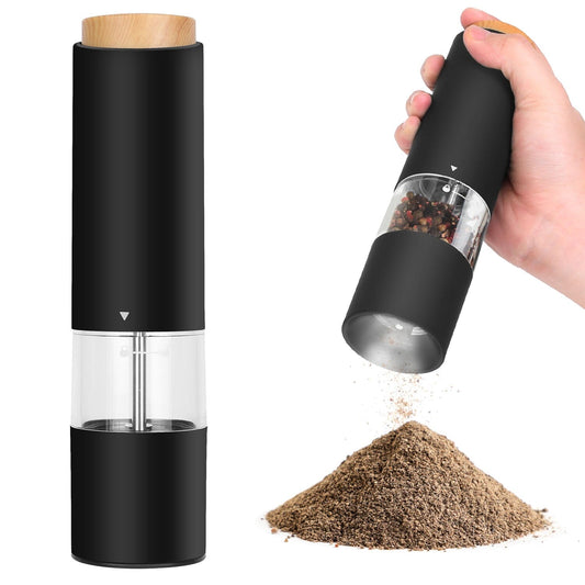 2-teilig: Elektrische Salz- und Pfeffermühle, batteriebetrieben, mit einstellbarer Grobheit