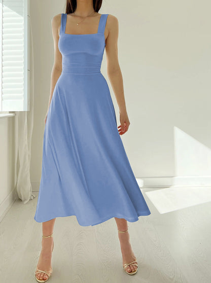 Neue Midi-Kleid mit dicken Trägern für Frauen