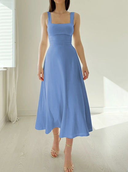 Neue Midi-Kleid mit dicken Trägern für Frauen