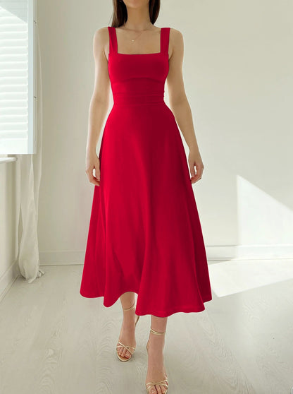 Neue Midi-Kleid mit dicken Trägern für Frauen