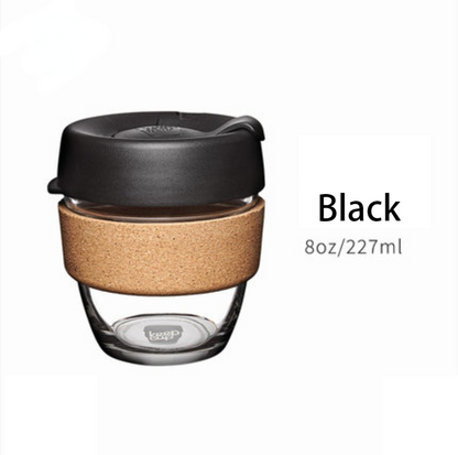 Sandsberg | Wiederverwendbarer & Tragbarer Glas-Kaffeebecher mit Deckel & Sleeve, Für Zuhause, Reisen & Mehr