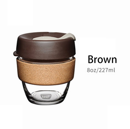 Sandsberg | Wiederverwendbarer & Tragbarer Glas-Kaffeebecher mit Deckel & Sleeve, Für Zuhause, Reisen & Mehr