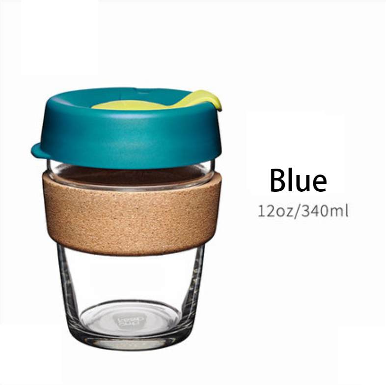 Sandsberg | Wiederverwendbarer & Tragbarer Glas-Kaffeebecher mit Deckel & Sleeve, Für Zuhause, Reisen & Mehr