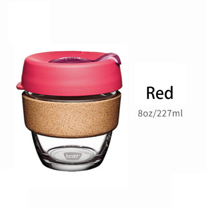 Sandsberg | Wiederverwendbarer & Tragbarer Glas-Kaffeebecher mit Deckel & Sleeve, Für Zuhause, Reisen & Mehr