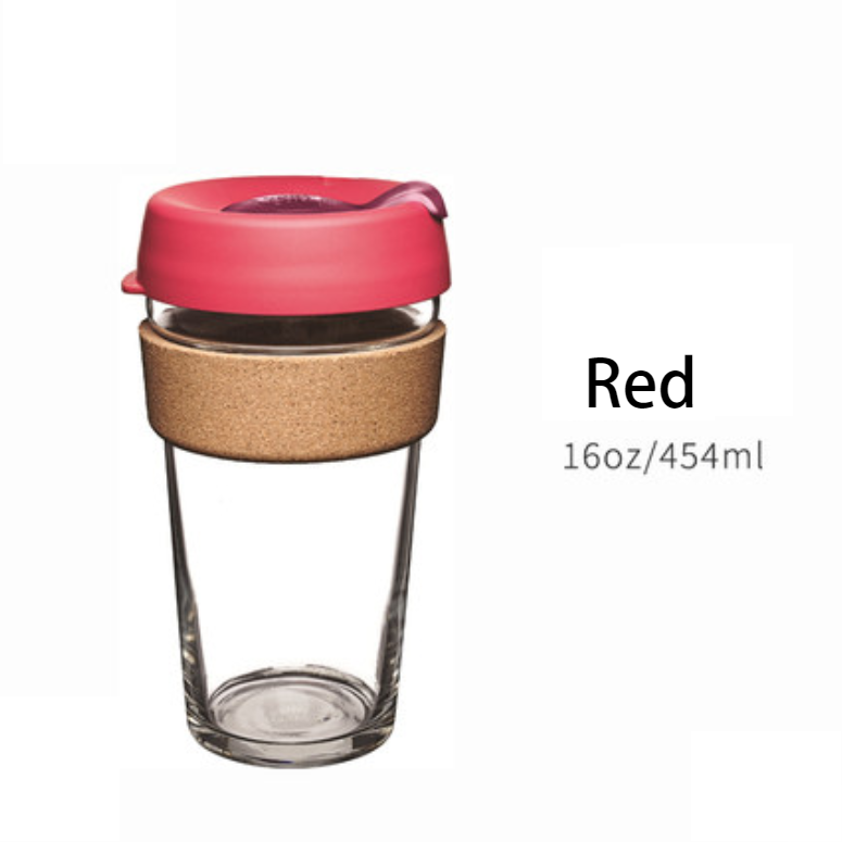 Sandsberg | Wiederverwendbarer & Tragbarer Glas-Kaffeebecher mit Deckel & Sleeve, Für Zuhause, Reisen & Mehr