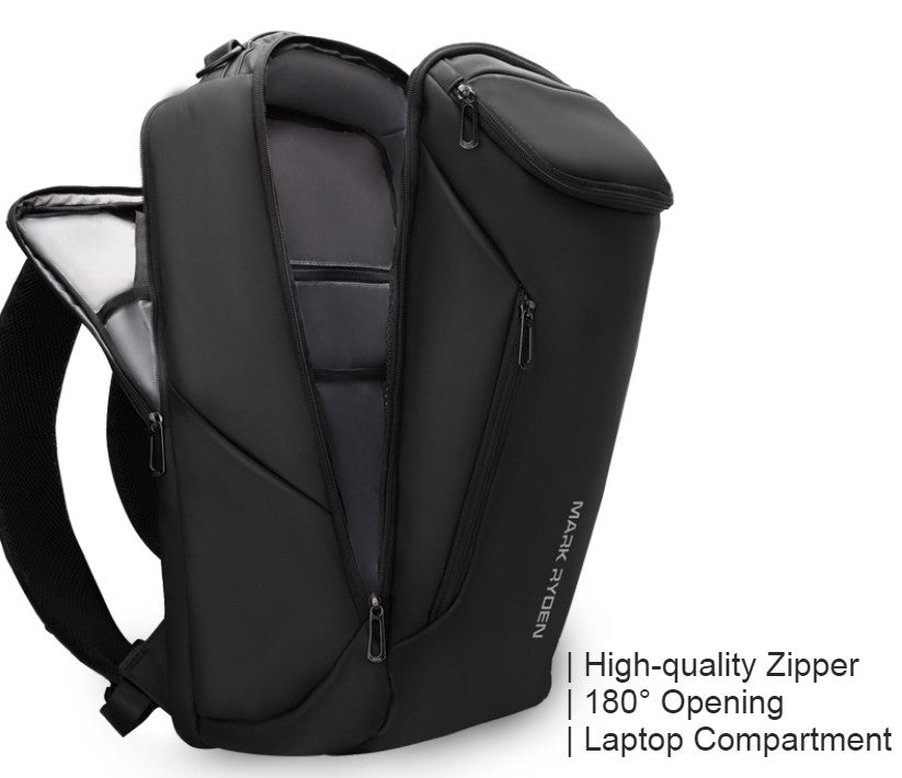 Sandsberg | Multifunktionaler 33L Rucksack mit großem Fassungsvermögen, mit stromlinienförmiger Form, wasserdichtem Design, 12 Arten von Stauraum, 180° Öffnung, separatem Laptopfach, USB-Ladeport
