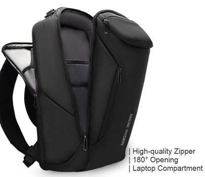 Sandsberg | Multifunktionaler 33L Rucksack mit großem Fassungsvermögen, mit stromlinienförmiger Form, wasserdichtem Design, 12 Arten von Stauraum, 180° Öffnung, separatem Laptopfach, USB-Ladeport