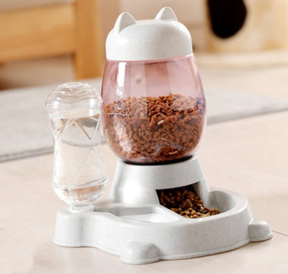 Sandsberg | 2-in-1 Automatischer Tierfütterer, mit automatischer Nachfüllung, großer Kapazität, abnehmbarer Bauweise und staubgeschütztem Trinkauslauf, für Katzen und Hunde