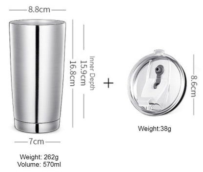 Sandsberg | Edelstahl-Vakuum-Isolier-Reisebecher mit wiederverwendbarem Strohhalm und kristallklarem Deckel, für Wasser, Kaffee, kalte und heiße Getränke