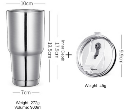 Sandsberg | Edelstahl-Vakuum-Isolier-Reisebecher mit wiederverwendbarem Strohhalm und kristallklarem Deckel, für Wasser, Kaffee, kalte und heiße Getränke