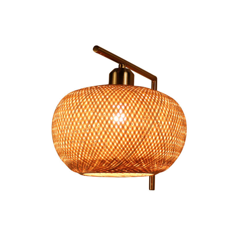 Bamboo Criss-Cross Woven Wall Lantern Chinesischer Stil 1 Glühbirne Holzwandmontierte Lichtfixture
