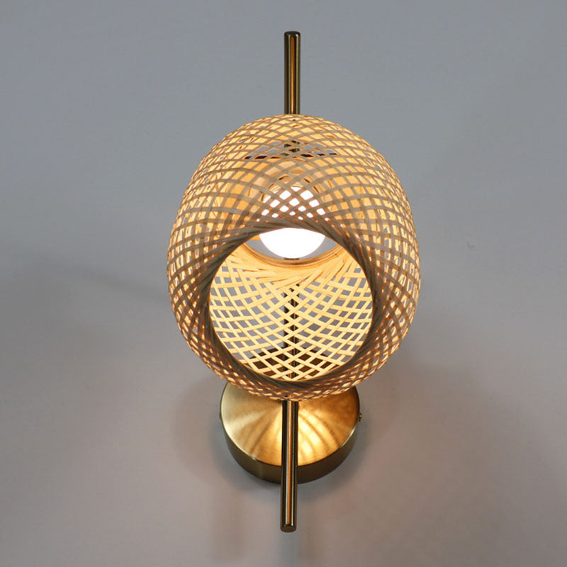 Bamboo Criss-Cross Woven Wall Lantern Chinesischer Stil 1 Glühbirne Holzwandmontierte Lichtfixture