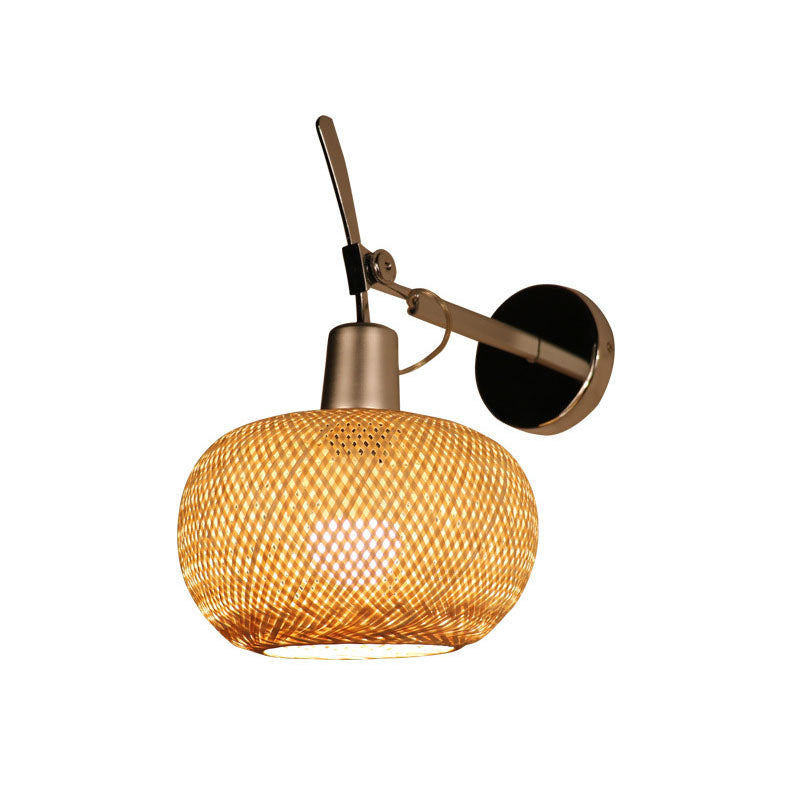 Bamboo Criss-Cross Woven Wall Lantern Chinesischer Stil 1 Glühbirne Holzwandmontierte Lichtfixture