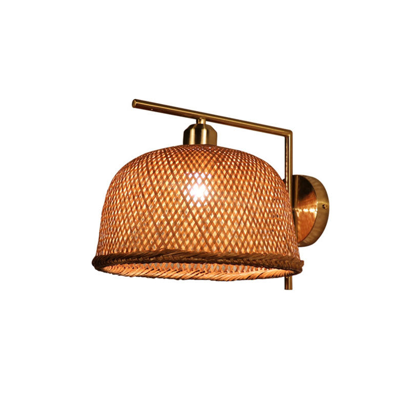 Bamboo Criss-Cross Woven Wall Lantern Chinesischer Stil 1 Glühbirne Holzwandmontierte Lichtfixture